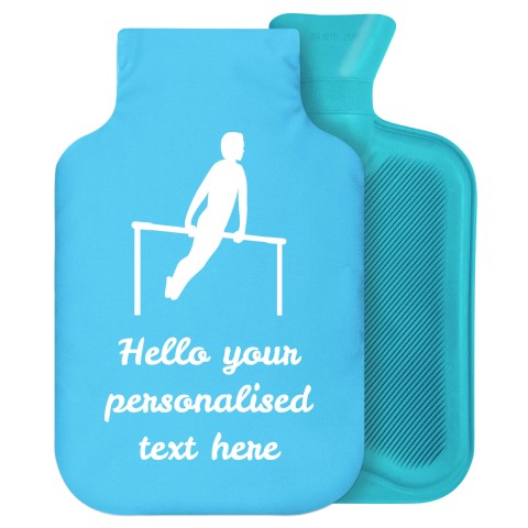 2 Litre (Gymnastics Icon) Sky Blue Soft Velvet Polyester Fabric Removable Cover (Personalised with Text)