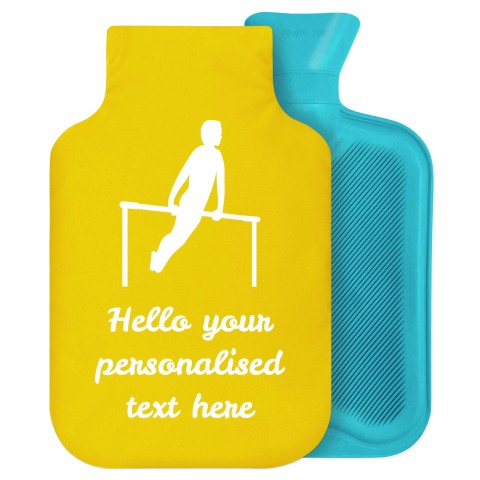 2 Litre (Gymnastics Icon) Yellow Soft Velvet Polyester Fabric Removable Cover (Personalised with Text)