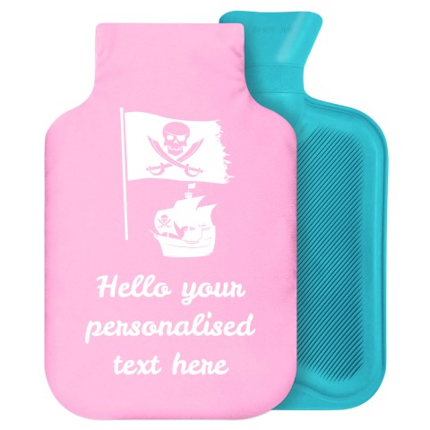 2 Litre (Pirate Flag Icon) Baby Pink Soft Velvet Polyester Fabric Removable Cover (Personalised with Text)