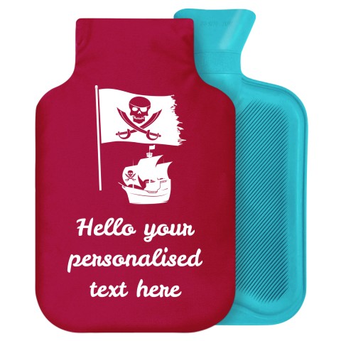 2 Litre (Pirate Flag Icon) Burgundy Soft Velvet Polyester Fabric Removable Cover (Personalised with Text)