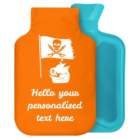 2 Litre (Pirate Flag Icon) Burnt Orange Soft Velvet Polyester Fabric Removable Cover (Personalised with Text)