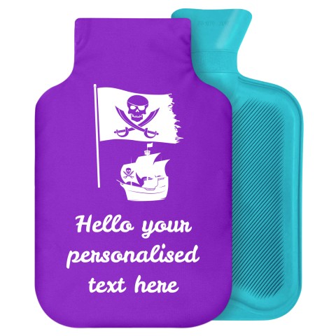 2 Litre (Pirate Flag Icon) Purple Soft Velvet Polyester Fabric Removable Cover (Personalised with Text)