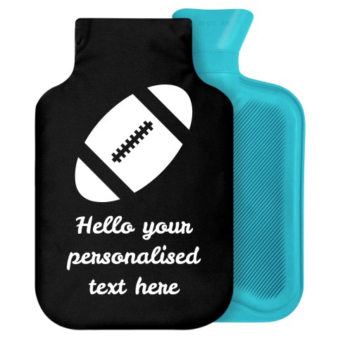 2 Litre (Rugby Icon) Black Soft Velvet Polyester Fabric Removable Cover (Personalised with Text)