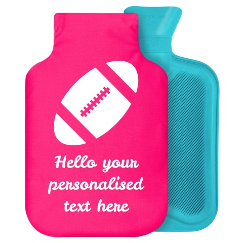 2 Litre (Rugby Icon) Hot Pink (Fuchsia) Soft Velvet Polyester Fabric Removable Cover (Personalised with Text)