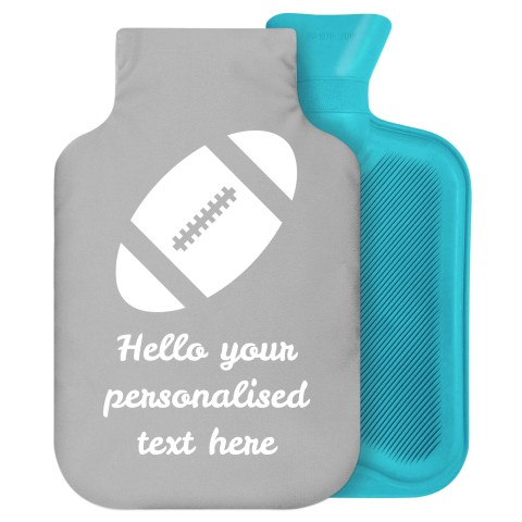 2 Litre (Rugby Icon) Grey Soft Velvet Polyester Fabric Removable Cover (Personalised with Text)