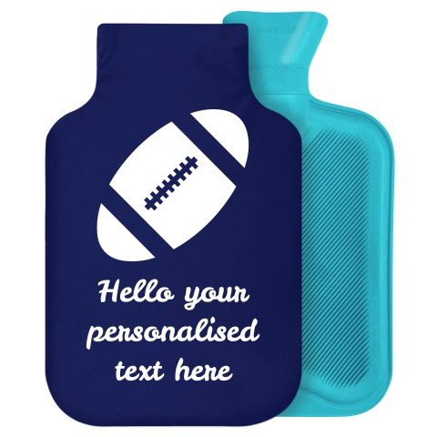 2 Litre (Rugby Icon) Navy Blue Soft Velvet Polyester Fabric Removable Cover (Personalised with Text)
