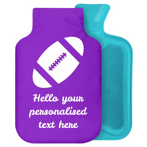 2 Litre (Rugby Icon) Purple Soft Velvet Polyester Fabric Removable Cover (Personalised with Text)