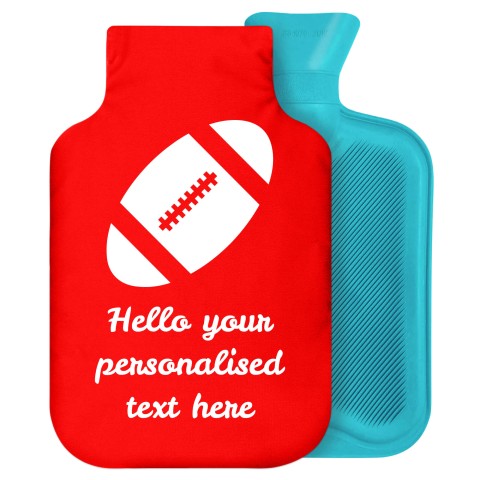 2 Litre (Rugby Icon) Red Soft Velvet Polyester Fabric Removable Cover (Personalised with Text)