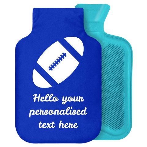 2 Litre (Rugby Icon) Royal Blue Soft Velvet Polyester Fabric Removable Cover (Personalised with Text)