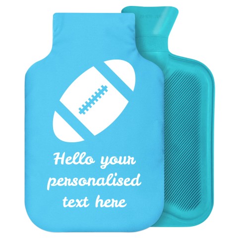 2 Litre (Rugby Icon) Sky Blue Soft Velvet Polyester Fabric Removable Cover (Personalised with Text)