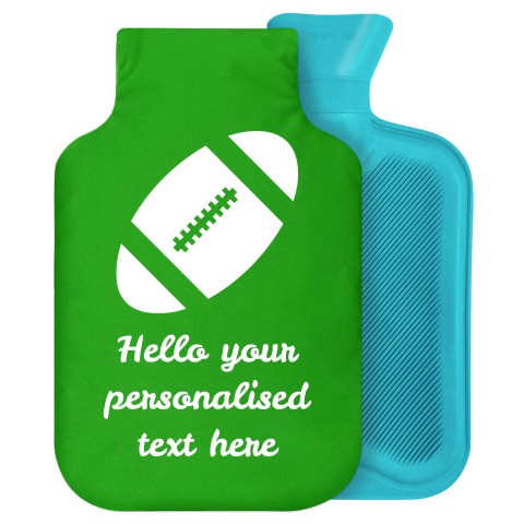 2 Litre (Rugby Icon) Bright Green Soft Velvet Polyester Fabric Removable Cover (Personalised with Text)