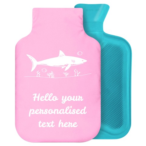 2 Litre (Shark Icon) Baby Pink Soft Velvet Polyester Fabric Removable Cover (Personalised with Text)