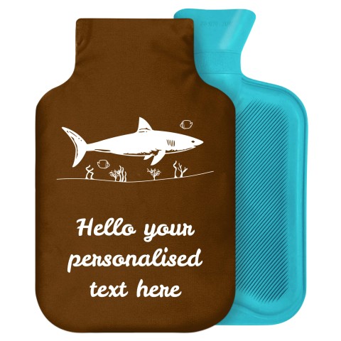 2 Litre (Shark Icon) Brown Soft Velvet Polyester Fabric Removable Cover (Personalised with Text)