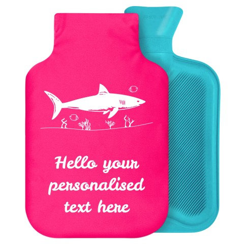 2 Litre (Shark Icon) Hot Pink (Fuchsia) Soft Velvet Polyester Fabric Removable Cover (Personalised with Text)