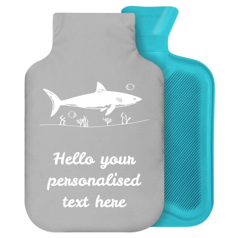 2 Litre (Shark Icon) Grey Soft Velvet Polyester Fabric Removable Cover (Personalised with Text)