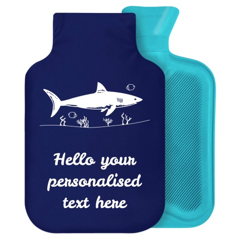 2 Litre (Shark Icon) Navy Blue Soft Velvet Polyester Fabric Removable Cover (Personalised with Text)