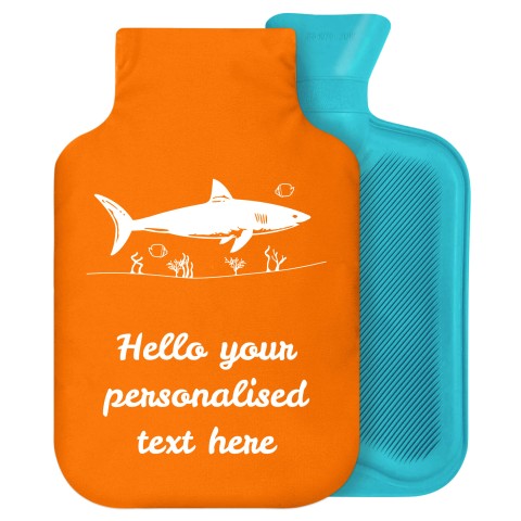 2 Litre (Shark Icon) Burnt Orange Soft Velvet Polyester Fabric Removable Cover (Personalised with Text)