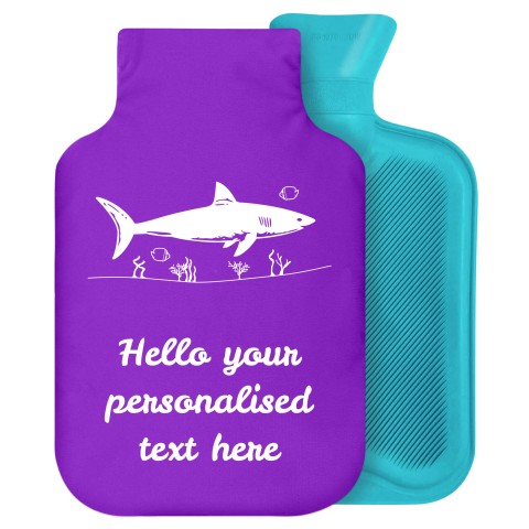 2 Litre (Shark Icon) Purple Soft Velvet Polyester Fabric Removable Cover (Personalised with Text)