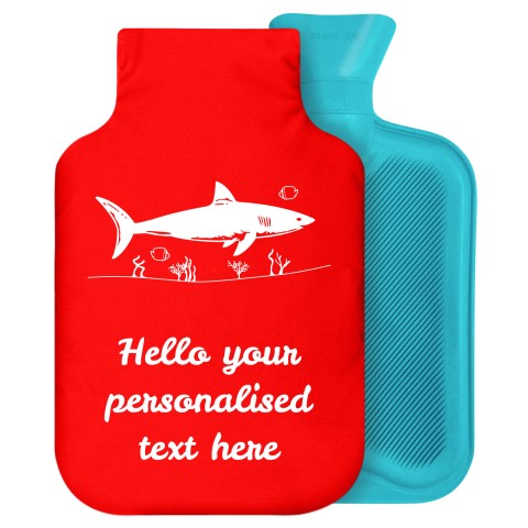 2 Litre (Shark Icon) Red Soft Velvet Polyester Fabric Removable Cover (Personalised with Text)