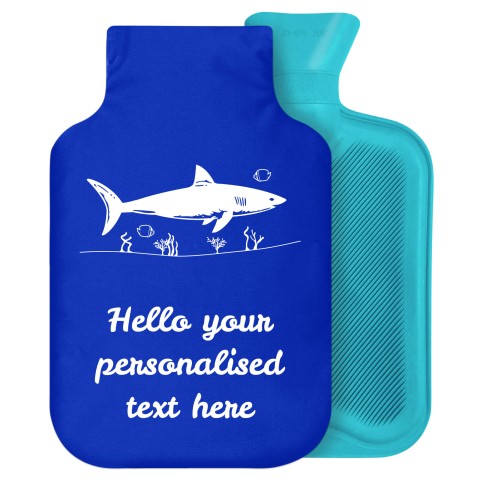2 Litre (Shark Icon) Royal Blue Soft Velvet Polyester Fabric Removable Cover (Personalised with Text)