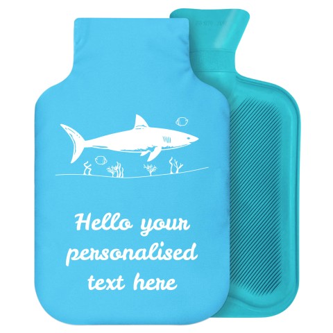 2 Litre (Shark Icon) Sky Blue Soft Velvet Polyester Fabric Removable Cover (Personalised with Text)