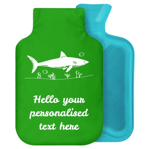 2 Litre (Shark Icon) Bright Green Soft Velvet Polyester Fabric Removable Cover (Personalised with Text)