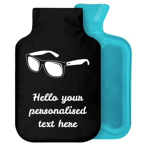 2 Litre (Sunglasses Icon) Black Soft Velvet Polyester Fabric Removable Cover (Personalised with Text)