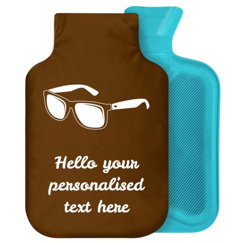 2 Litre (Sunglasses Icon) Brown Soft Velvet Polyester Fabric Removable Cover (Personalised with Text)