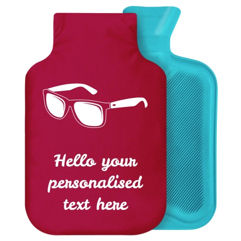 2 Litre (Sunglasses Icon) Burgundy Soft Velvet Polyester Fabric Removable Cover (Personalised with Text)