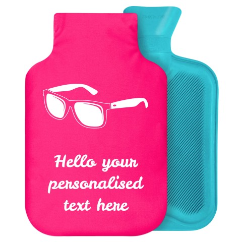 2 Litre (Sunglasses Icon) Hot Pink (Fuchsia) Soft Velvet Polyester Fabric Removable Cover (Personalised with Text)