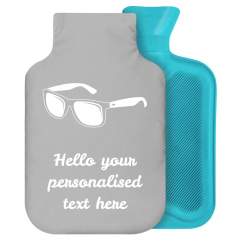 2 Litre (Sunglasses Icon) Grey Soft Velvet Polyester Fabric Removable Cover (Personalised with Text)