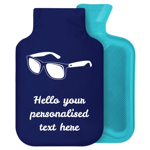 2 Litre (Sunglasses Icon) Navy Blue Soft Velvet Polyester Fabric Removable Cover (Personalised with Text)