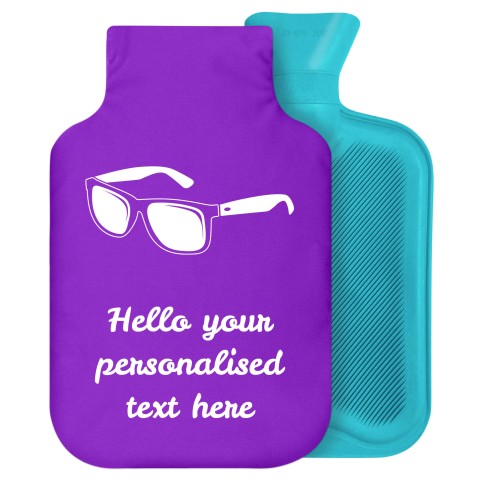 2 Litre (Sunglasses Icon) Purple Soft Velvet Polyester Fabric Removable Cover (Personalised with Text)