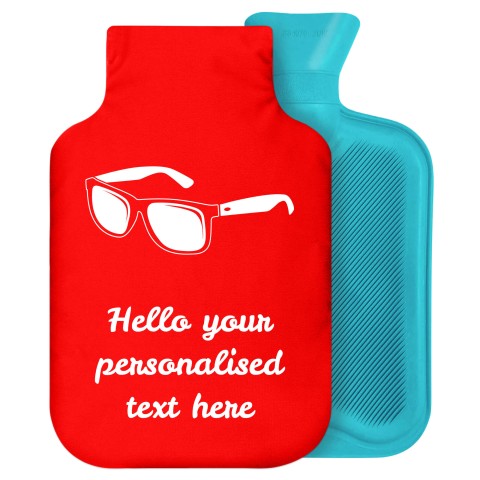2 Litre (Sunglasses Icon) Red Soft Velvet Polyester Fabric Removable Cover (Personalised with Text)