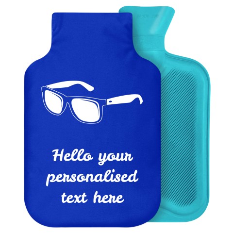 2 Litre (Sunglasses Icon) Royal Blue Soft Velvet Polyester Fabric Removable Cover (Personalised with Text)