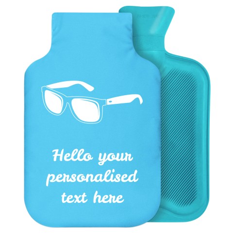 2 Litre (Sunglasses Icon) Sky Blue Soft Velvet Polyester Fabric Removable Cover (Personalised with Text)