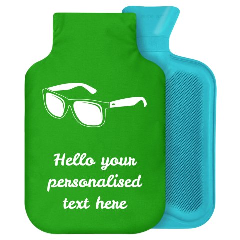 2 Litre (Sunglasses Icon) Bright Green Soft Velvet Polyester Fabric Removable Cover (Personalised with Text)