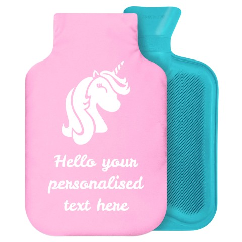 2 Litre (Unicorn Icon) Baby Pink Soft Velvet Polyester Fabric Removable Cover (Personalised with Text)