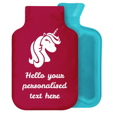 2 Litre (Unicorn Icon) Burgundy Soft Velvet Polyester Fabric Removable Cover (Personalised with Text)