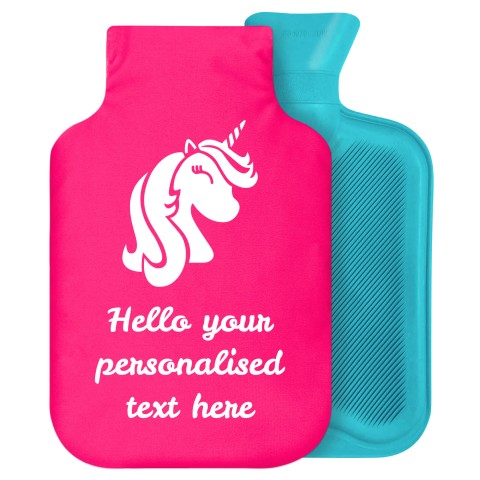 2 Litre (Unicorn Icon) Hot Pink (Fuchsia) Soft Velvet Polyester Fabric Removable Cover (Personalised with Text)