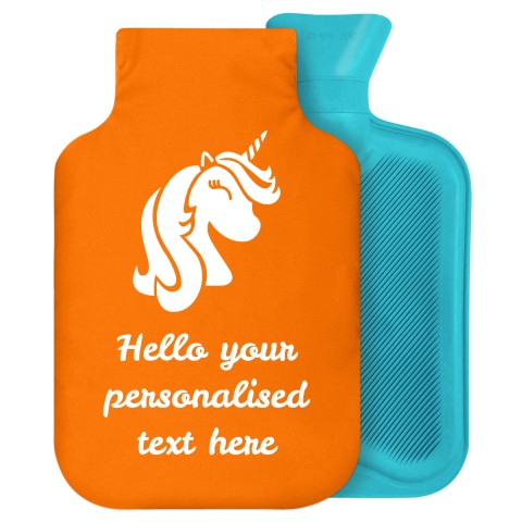 2 Litre (Unicorn Icon) Burnt Orange Soft Velvet Polyester Fabric Removable Cover (Personalised with Text)
