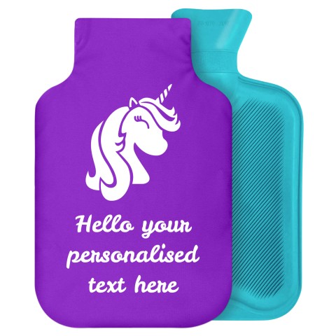 2 Litre (Unicorn Icon) Purple Soft Velvet Polyester Fabric Removable Cover (Personalised with Text)