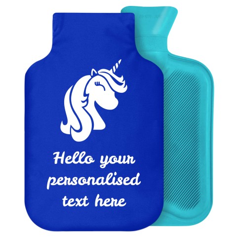 2 Litre (Unicorn Icon) Royal Blue Soft Velvet Polyester Fabric Removable Cover (Personalised with Text)