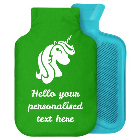 2 Litre (Unicorn Icon) Bright Green Soft Velvet Polyester Fabric Removable Cover (Personalised with Text)