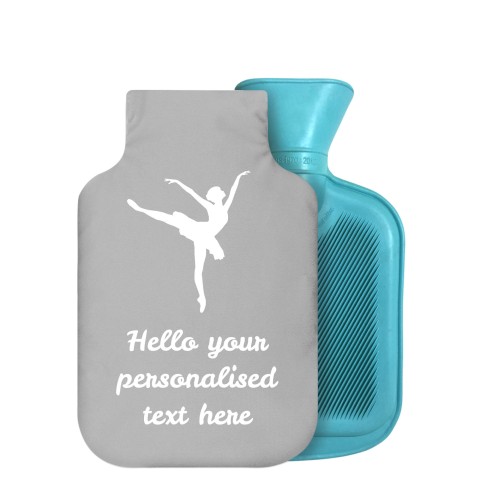 - 750ml Highlight (Stock Available Colour) (Ballet Icon) Grey Soft Velvet Polyester Fabric Removable Cover (Optional Personalised Gift Text)