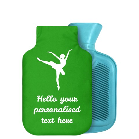 (750ml) (Ballet Icon) Bright Green Soft Velvet Polyester Fabric Removable Cover (Optional Personalised Gift Text)