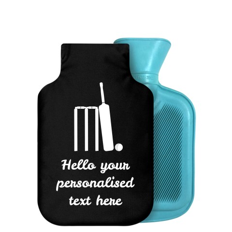 - 750ml Highlight (Stock Available Colour) (Cricket Icon) Black Soft Velvet Polyester Fabric Removable Cover (Optional Personalised Gift Text)