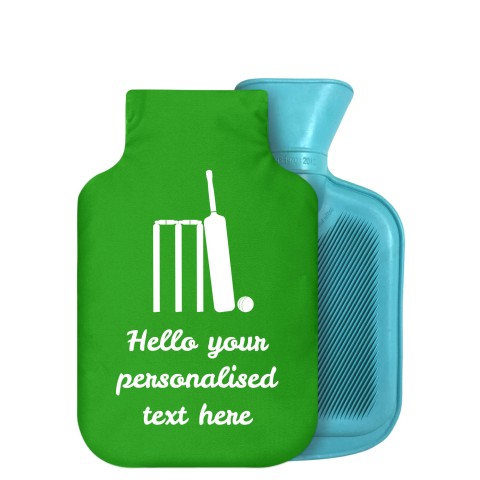 (750ml) (Cricket Icon) Bright Green Soft Velvet Polyester Fabric Removable Cover (Optional Personalised Gift Text)