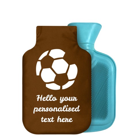 - 750ml Highlight (Stock Available Colour) (Football Icon) Brown Soft Velvet Polyester Fabric Removable Cover (Optional Personalised Gift Text)