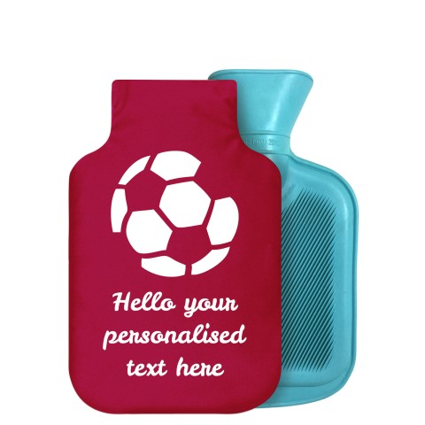 - 750ml Highlight (Stock Available Colour) (Football Icon) Burgundy Soft Velvet Polyester Fabric Removable Cover (Optional Personalised Gift Text)